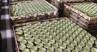 rows of cans of salmon