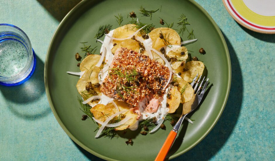 Pan-Fried Alaska Pink Salmon with Everything Bagel Crust
