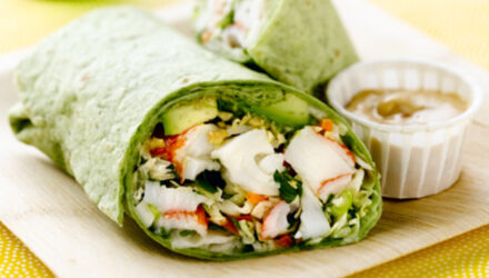 Asian Crunch Alaska Surimi Seafood Wrap with Spicy Soy Mayo