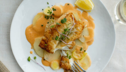 Golden Cod with Creamy Potato and Leek Ragout