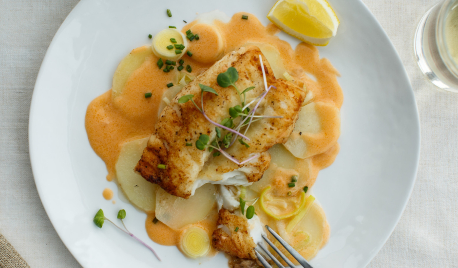 Golden Cod with Creamy Potato and Leek Ragout