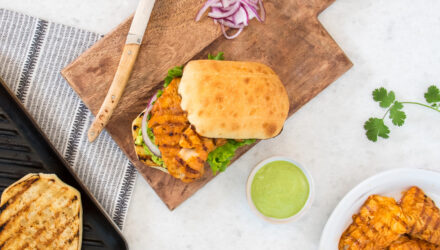 Peruvian Grilled Alaska Pollock Sandwiches With Spicy Green Sauce