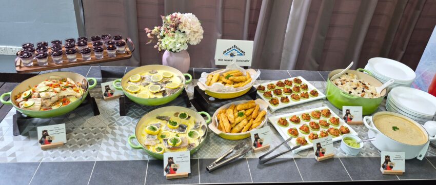 ASMI SE Asia EMP Alaska Seafood Re-processing Technical Seminar in Kuala Lumpur, Malaysia Activity food spread