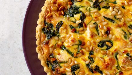 Quiche with Wild Alaska Salmon, Spinach and Pine Nuts