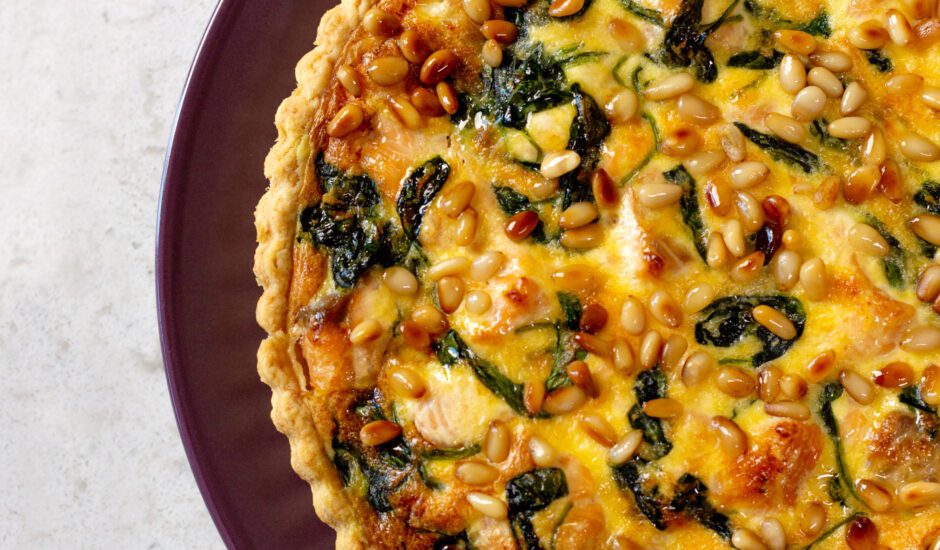 Quiche with Wild Alaska Salmon, Spinach and Pine Nuts