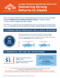 A graphic showing the a report demonstrating the value of Alaska Seafood Marketing Institute report