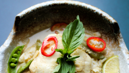 Halibut Poached in Coconut Green Curry
