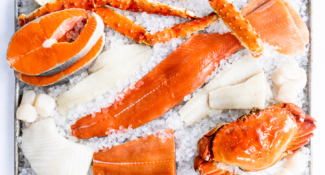 raw Alaska seafood species on ice